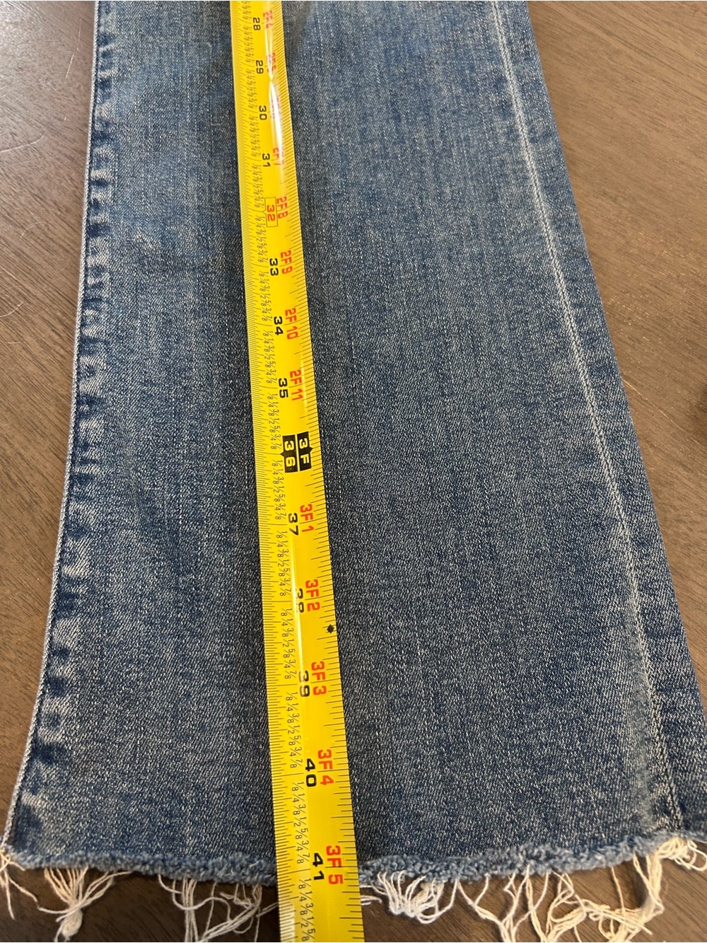 MOTHER The Hustler Ankle Fray Distressed Jeans Can’t Stop Staring Wash Size 32 - Picture 7 of 9